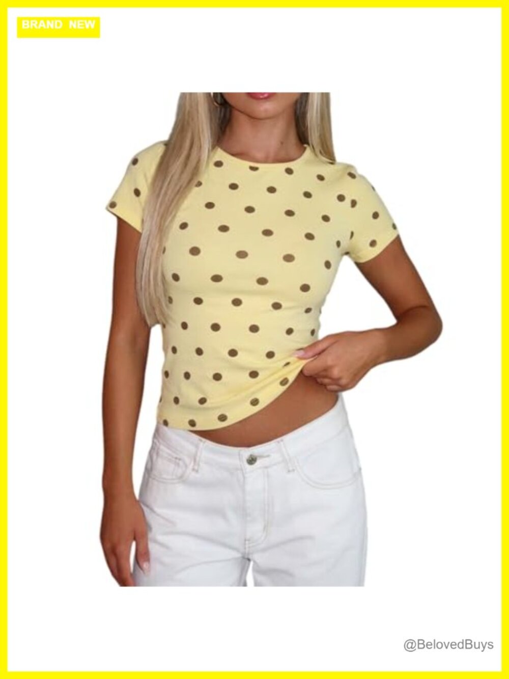 Polka Dot Crop Top Short Sleeve Slim Fit Y2K Baby Tee Summer Going Out Shirt
